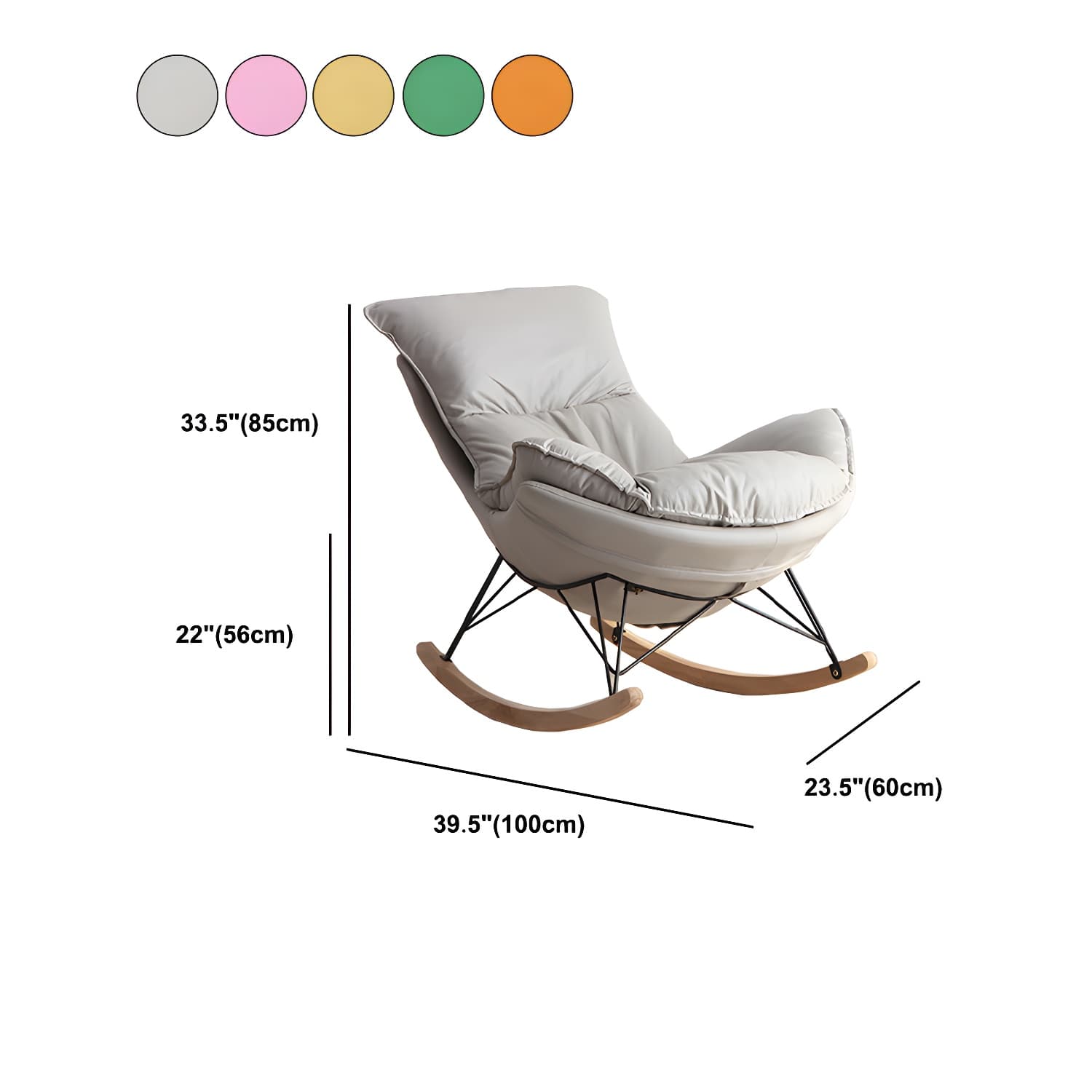 Solid Wood Rocking Chair Modern Rocker Chair with Removable Cushions thumbnail 23