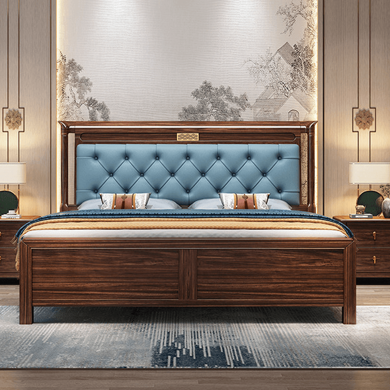 Lumber Solid Color Framed Storage Bed Frame/Pallet Bed Frame with Decorative-stitched Headboard for Living Room thumbnail 2