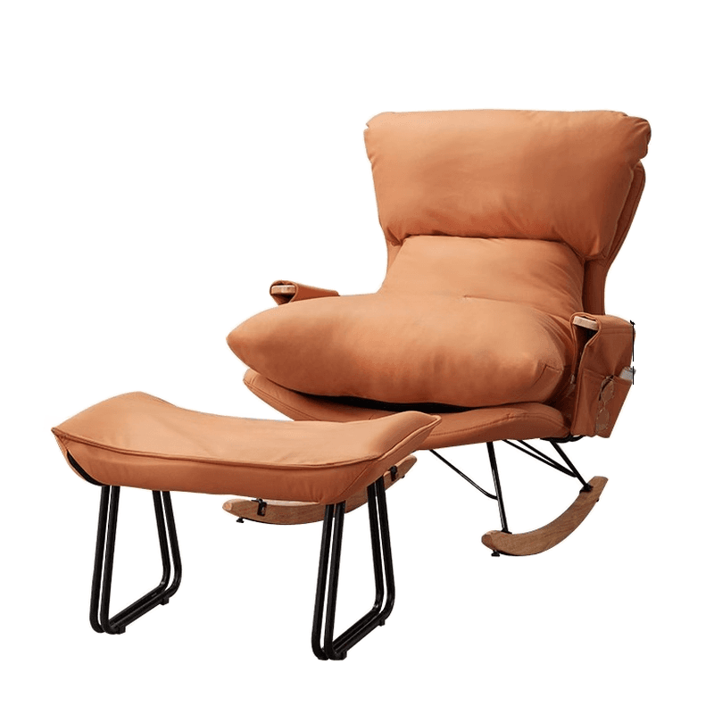 1 Piece Set/2 Piece Set Water Resistant Padded Living Room Rocking Chair in Chalk/Grey/Citrus Color with Upholstered Back and Track Arm in a Simple Style, Ottoman Included/Not Included thumbnail 8