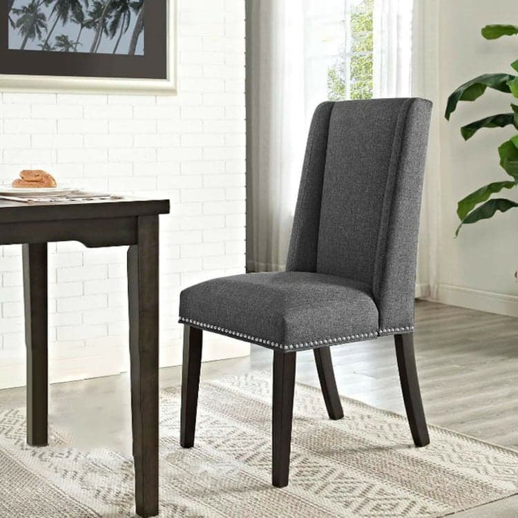 Flannel/Linen/PU Upholstered Stable Framed Armless Chair with Parsons Back and Nailhead Trim for Dinette in a Trendy Style thumbnail 7
