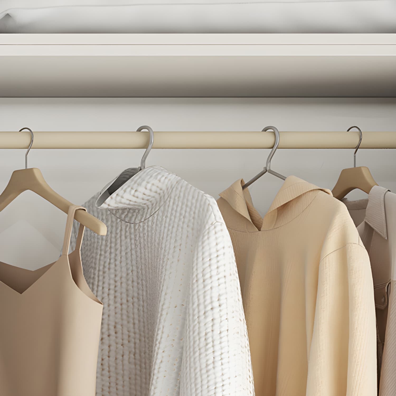 White Modern Style Wardrobe Cabinet Engineered Wood with Garment Rod thumbnail 8