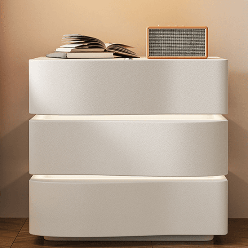 Organic Modern Drawer Storage Nightstand Synthetic Leather Illumination Light thumbnail 9