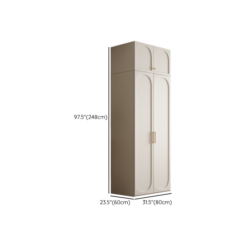 White Minimalist Manufactured Wood Wardrobe Closet with 3-Drawer, Soft Close Door, Interior Shelves, and Clothing Rod thumbnail 18