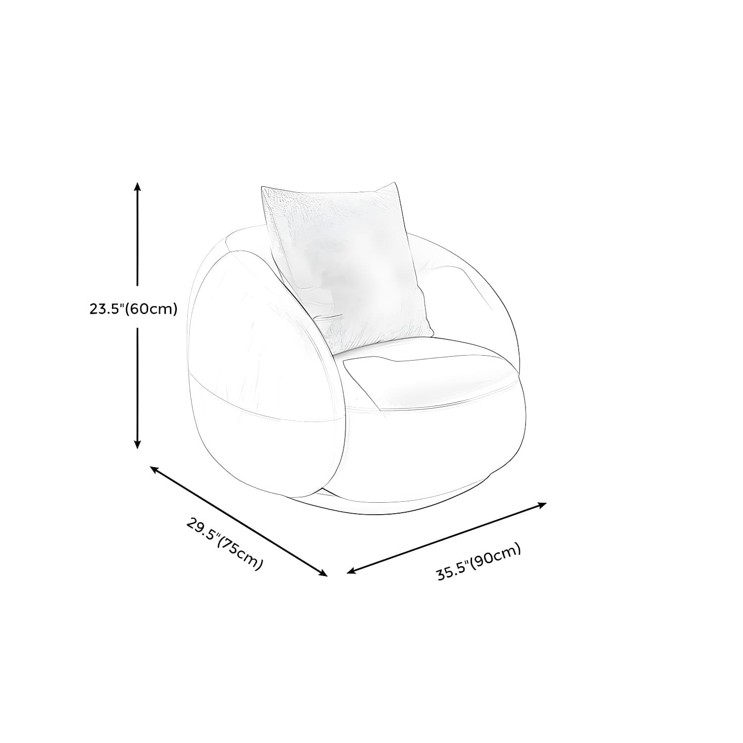 Beige Scandinavian Curved Sofa Tight Back Couch with Tuxedo Arm thumbnail 15