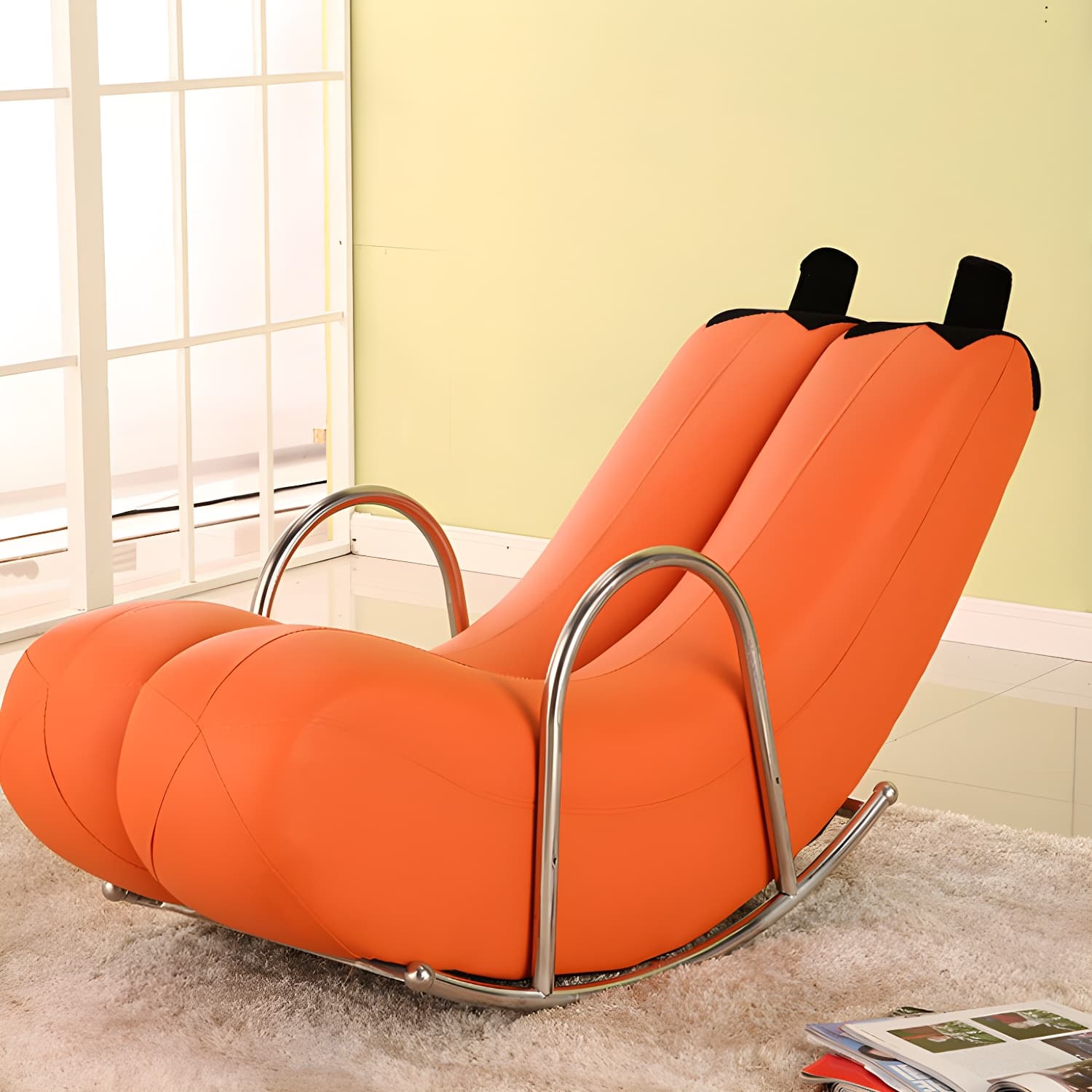 Stylish Silver Upholstered Rocking Chair with Track Arms - Modern Comfort thumbnail 10