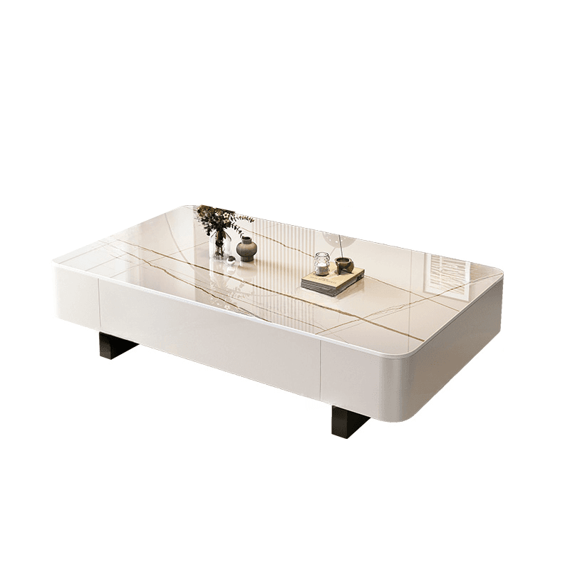 Rectangular Side Table with Twin Support Base, Rawhide Upholstery, and 2 Drawers thumbnail 9