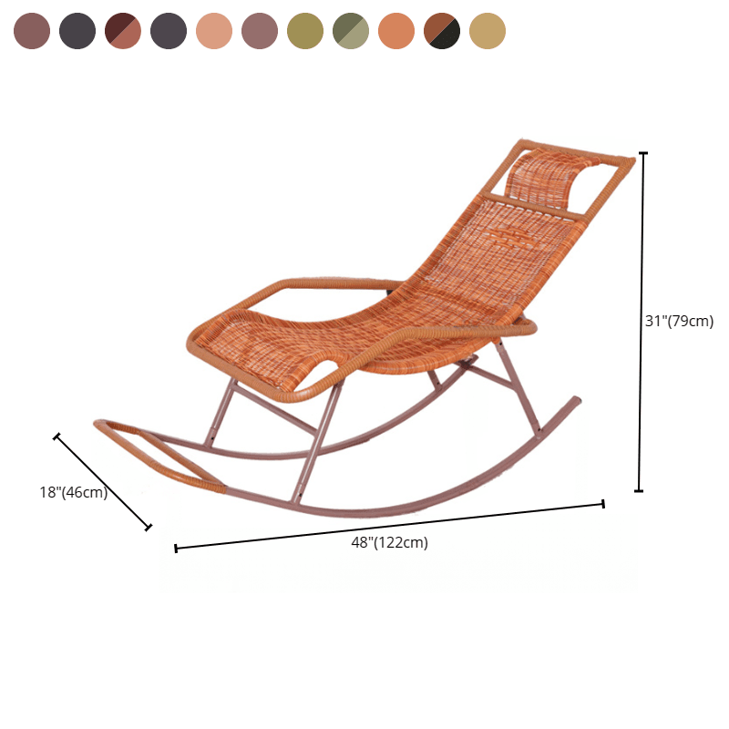 Ergonomic Wicker Front Porch Rocking Chairs with Rear Back, Stationary thumbnail 32