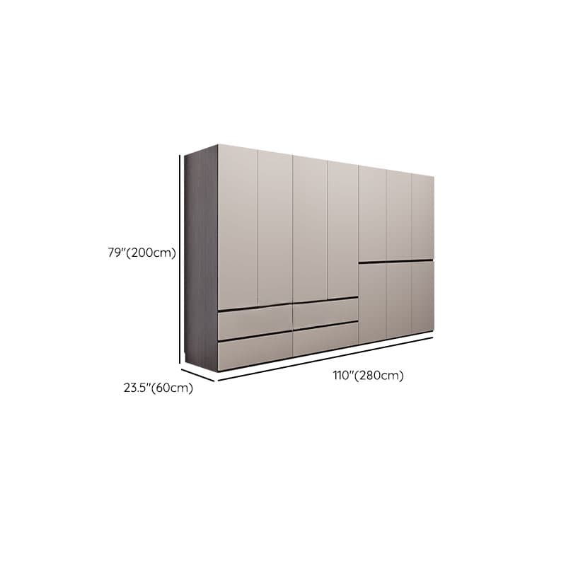 Light Gray Modish Manufactured Wood Independent Armoire Cabinet with 2 Drawers/4 Drawers, Interior Shelves, and Clothing Rod thumbnail 17