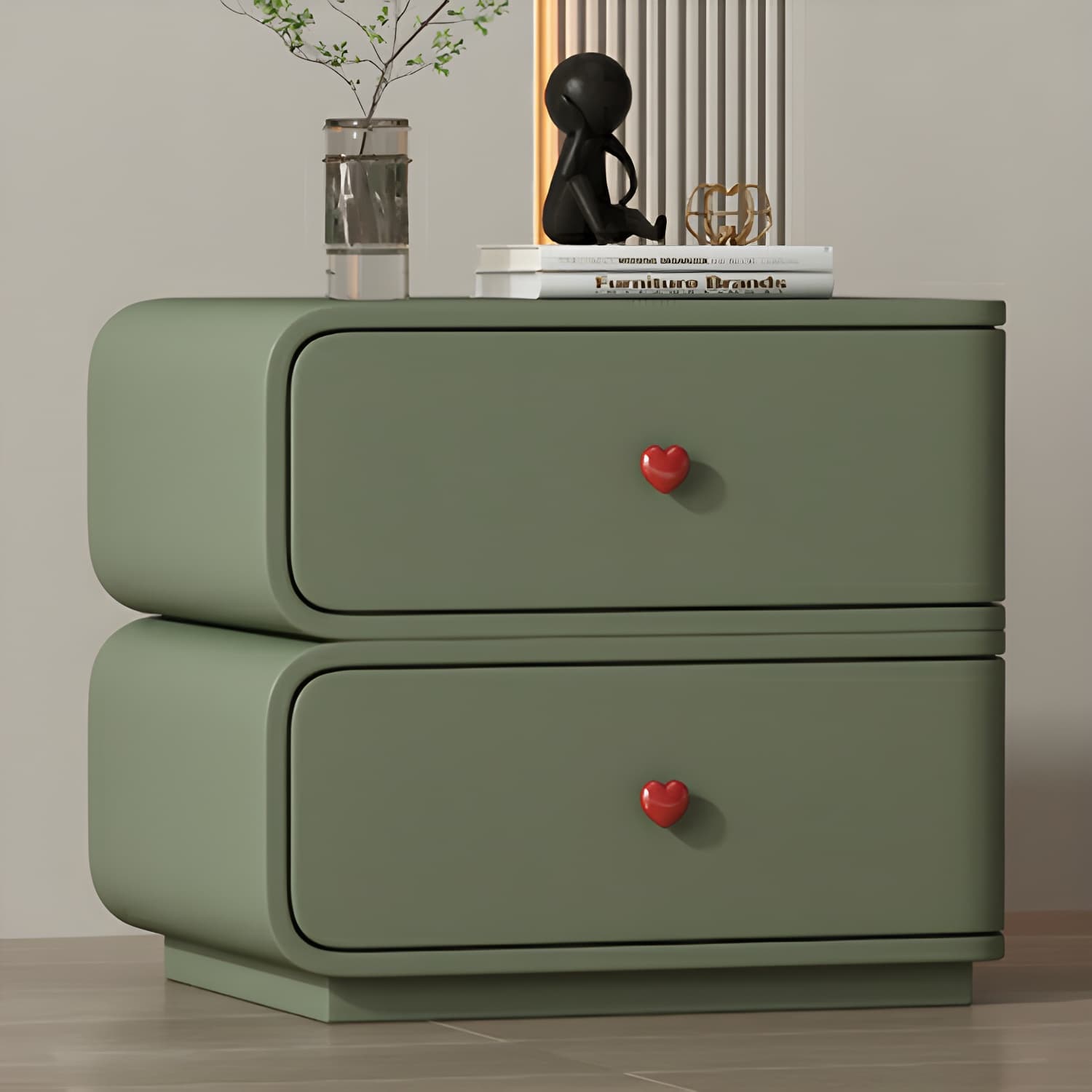 Contemporary Solid Wood Frame Nightstand with Microfiber Leather Silent Slide Two Drawers thumbnail 14