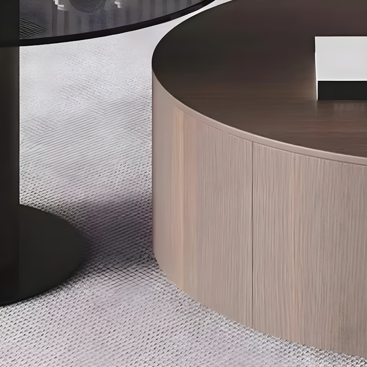 11"H Contemporary Coffee Table Round Coffee Cocktail Table with Drawer thumbnail 12