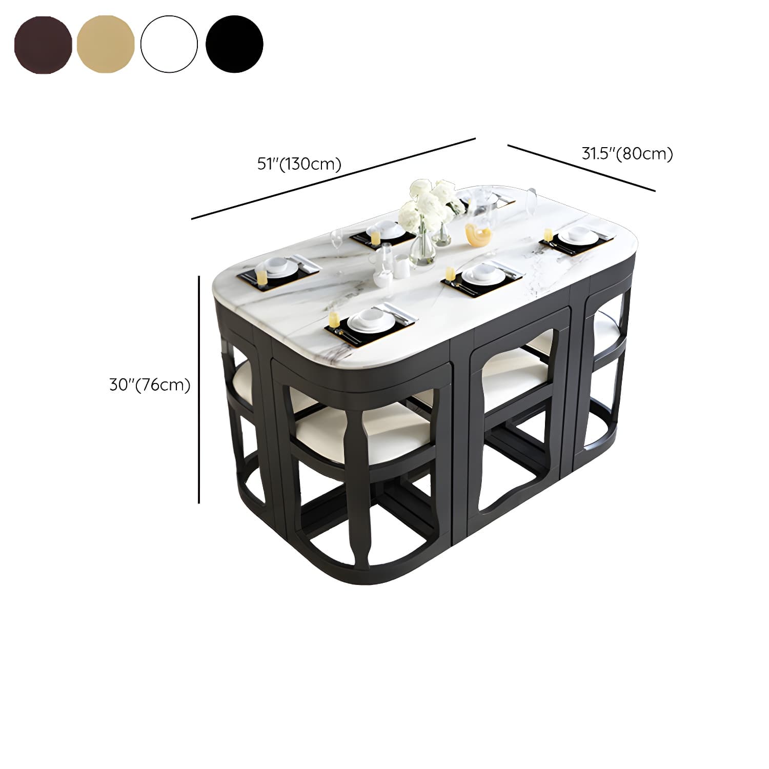 7-Piece Modern Wood Dining Set with Trestle Base and Upholstered Chairs in White - Seats 6 thumbnail 23