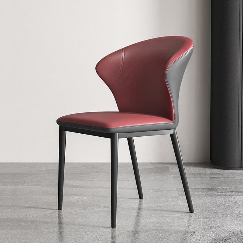 Modish Side Chair with Wing Chair Back, Padded Upholstery, Midnight Black Metal Legs thumbnail 7