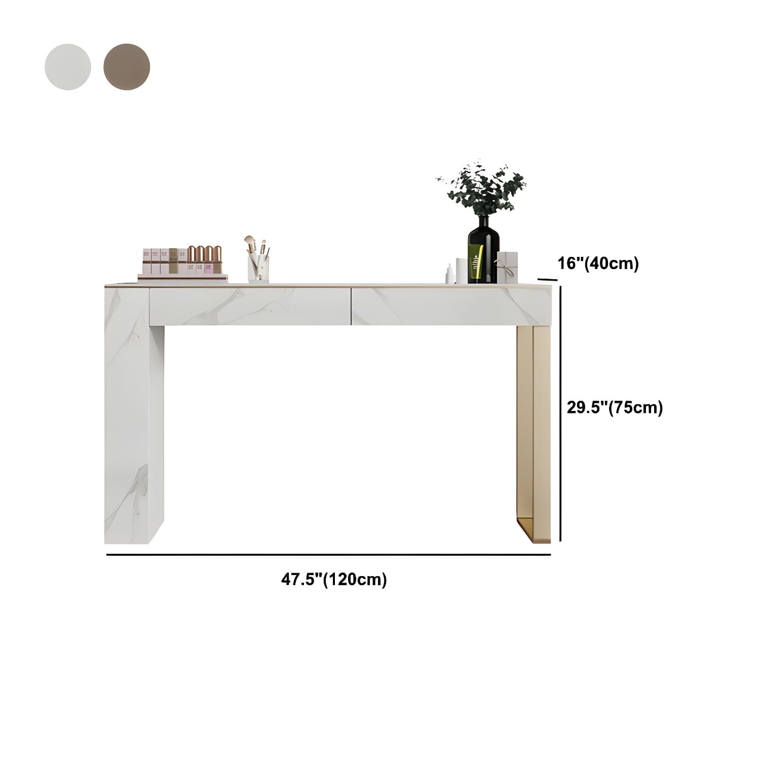 Two Piece Luxurious Vanity Set Stainless Steel and Stone Dresser thumbnail 15