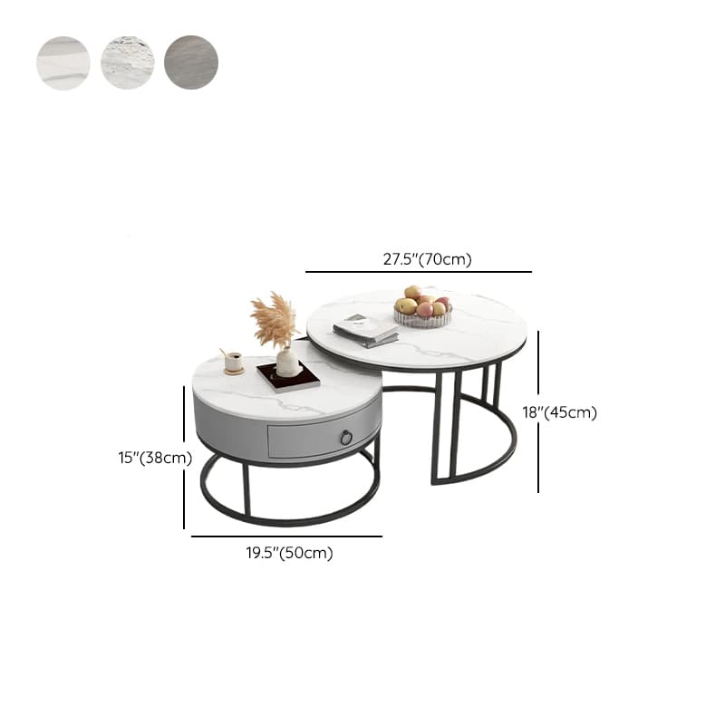 Nested Coffee Table with Rounded Top and Structured Base for Foyer Use thumbnail 14