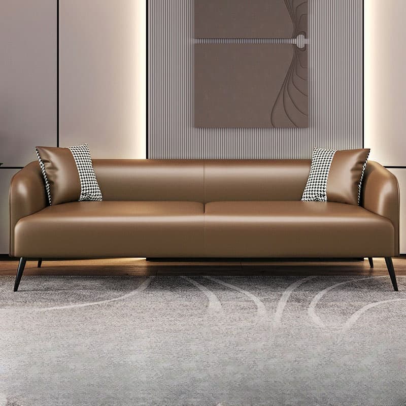 Modern Pine Wood Upholstered Three-Seater Sofa with Foam Seat in Solid Color thumbnail 4