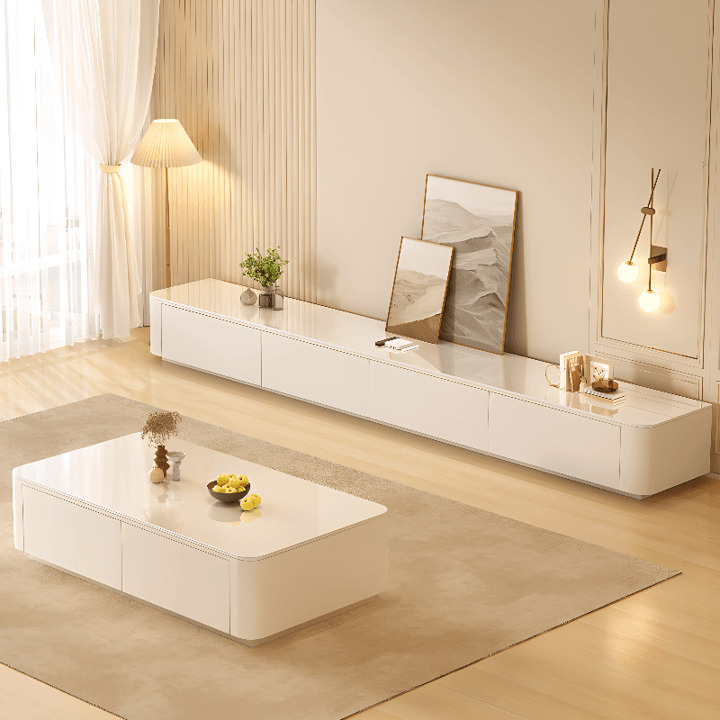 Rectangular Sintered Stone Countertop TV Stand with 3-Drawer/5 Drawers/4 Drawers and Cable Management in a Modern Simple Style thumbnail 5