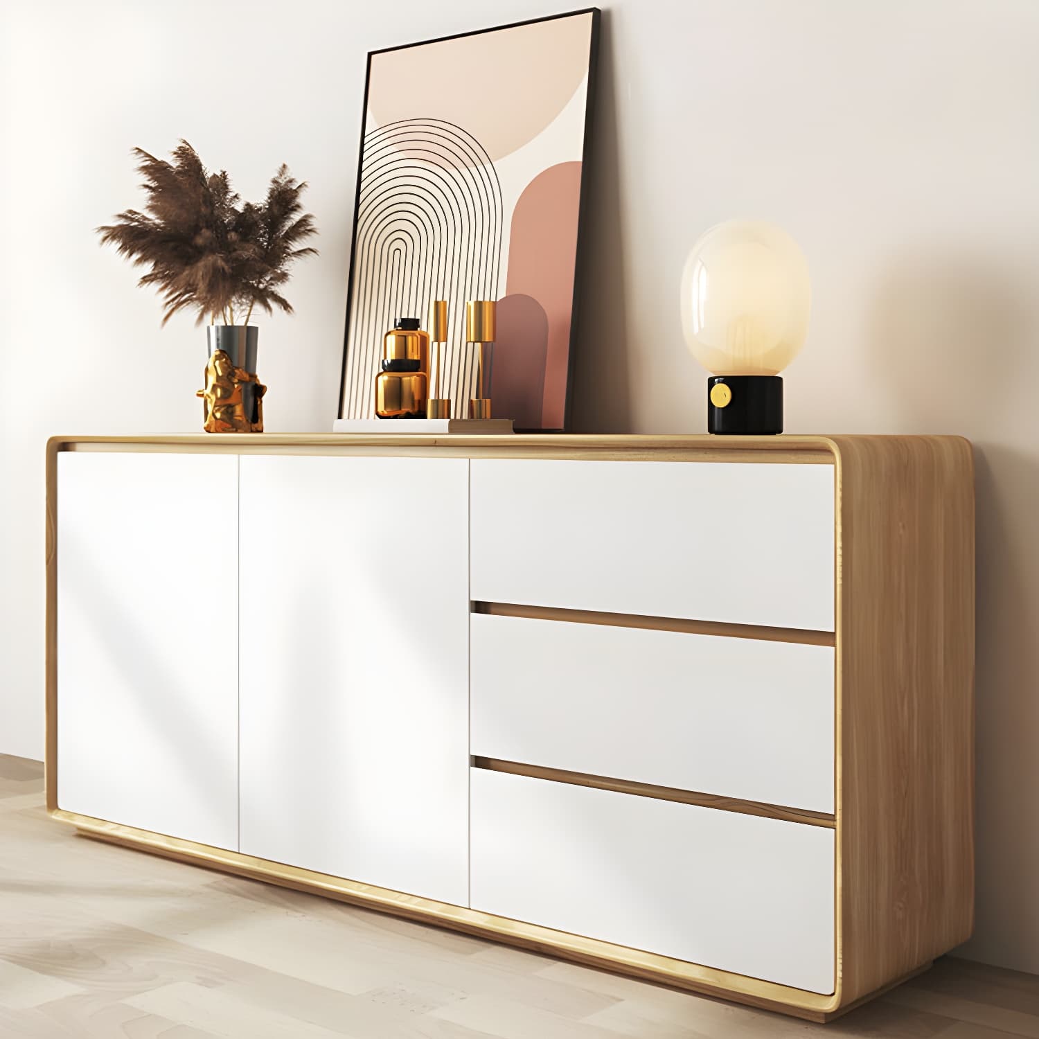Modern and Contemporary Credenza Wood Dining Buffet with Cabinets and Drawers thumbnail 19