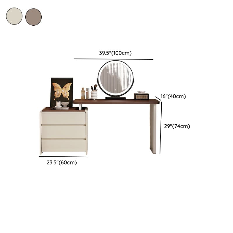 Large Vanity Set with White Seating, 6 Drawers, Mirror Lights, Seat, Lighting, and Scalable Telescopic Design thumbnail 10