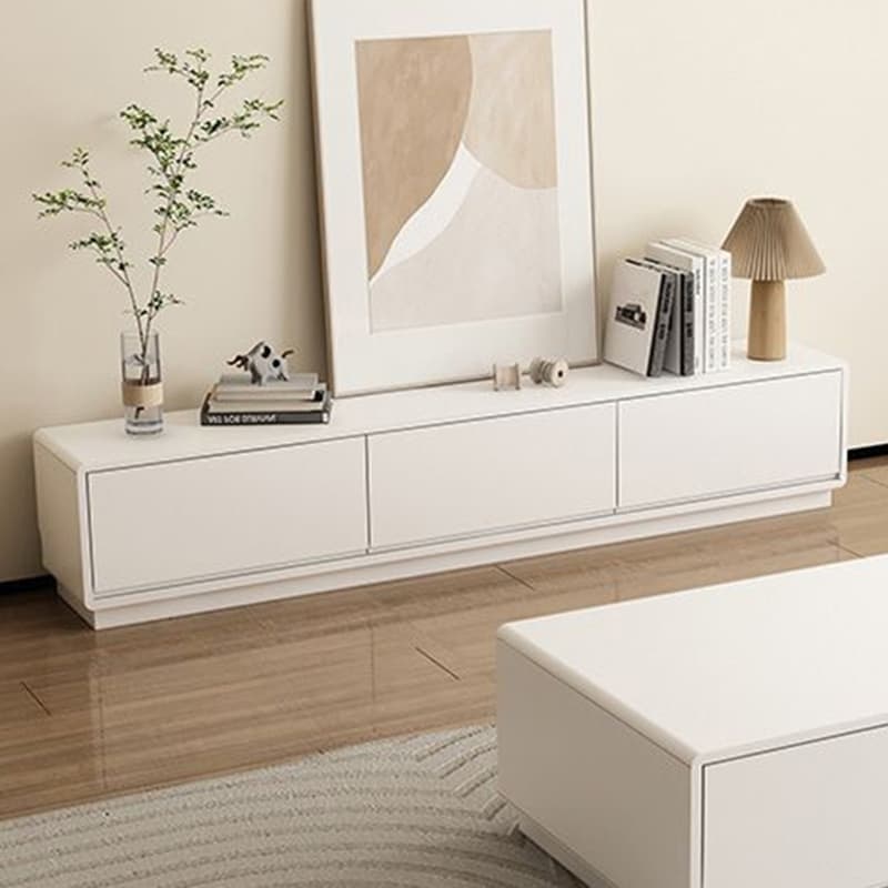 Modern Wood TV Stand with Drawers and Low Height, Featuring Cable Management thumbnail 4
