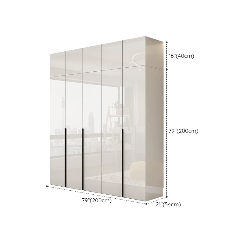Solid Wood White Wardrobe Armoire with Drawers, Clothing Rod, and Shelves thumbnail 25