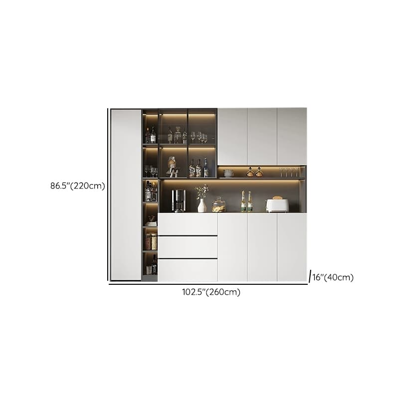 White Modern Buffet Cabinet with Cabinets and Shelves, Full Assembly Needed thumbnail 26