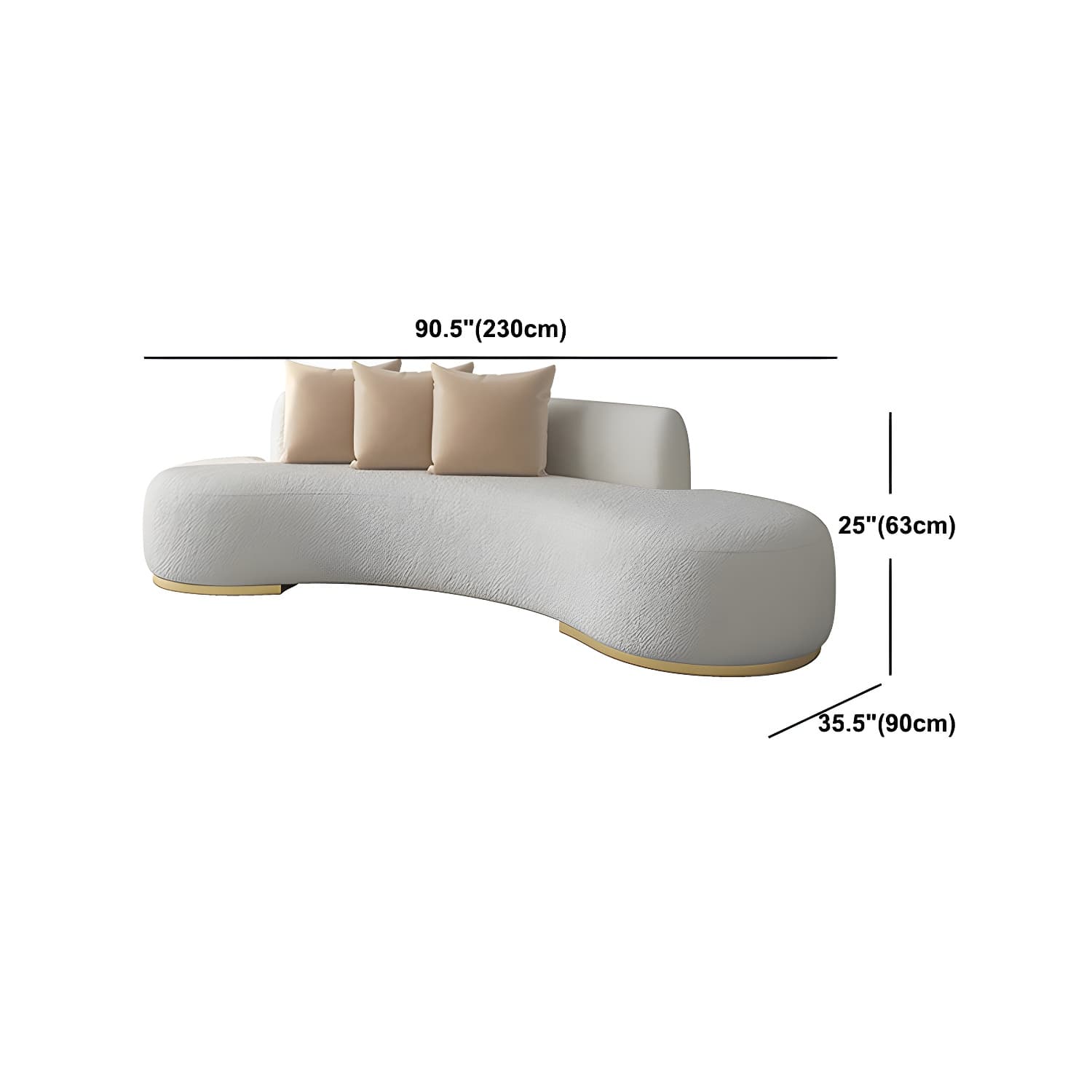 Contemporary Curved Sofa with Tight Back Standard Armless Sofa for Living Room thumbnail 23