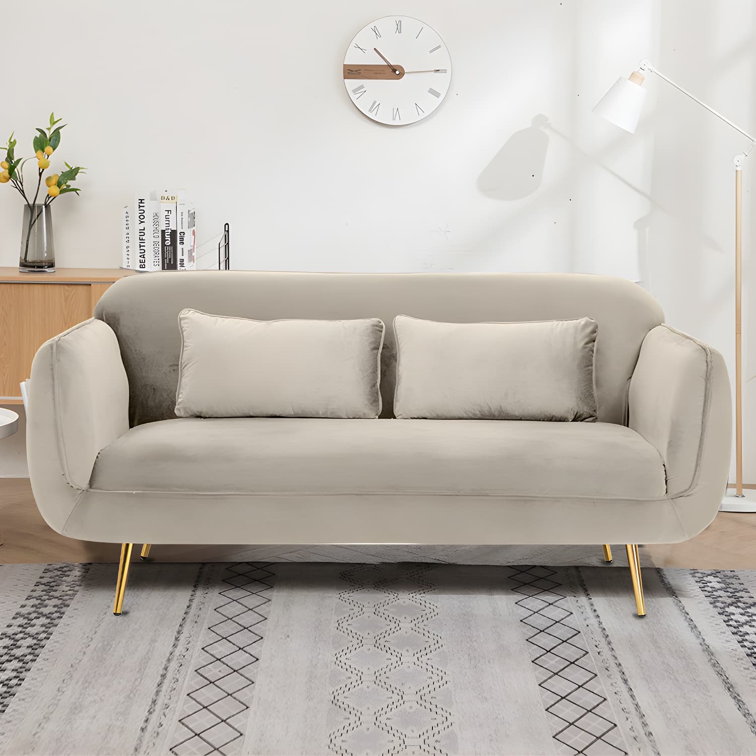 Glam Tight Back Loveseat with Flared Arm and Extra Pillows for Home and Apartment thumbnail 10