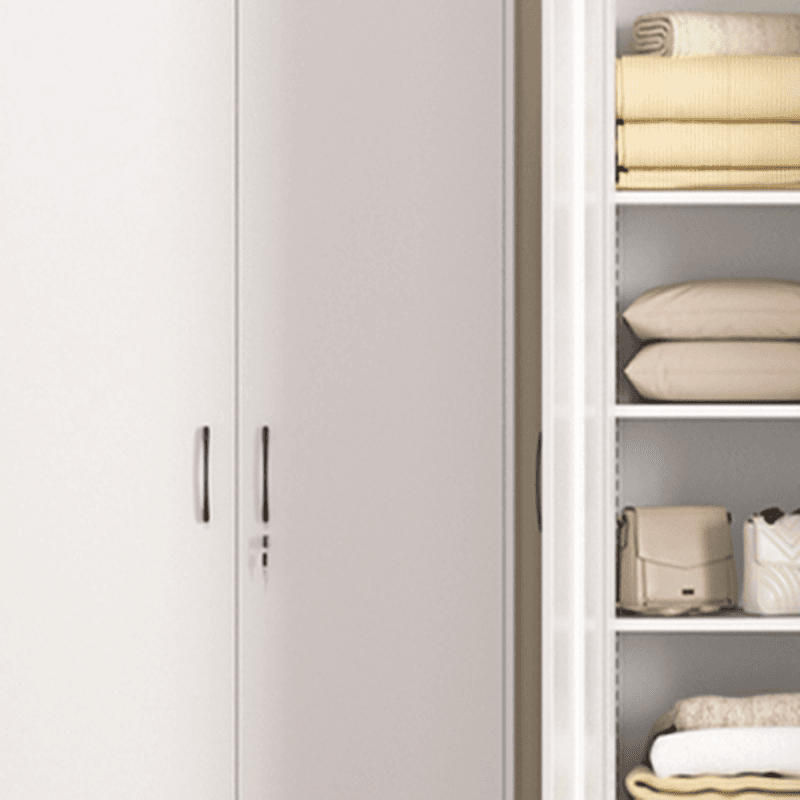 White Modish Steel Independent Armoire Cabinet with Adaptable Shelf, Soft Close Door, and Clothing Rod thumbnail 4