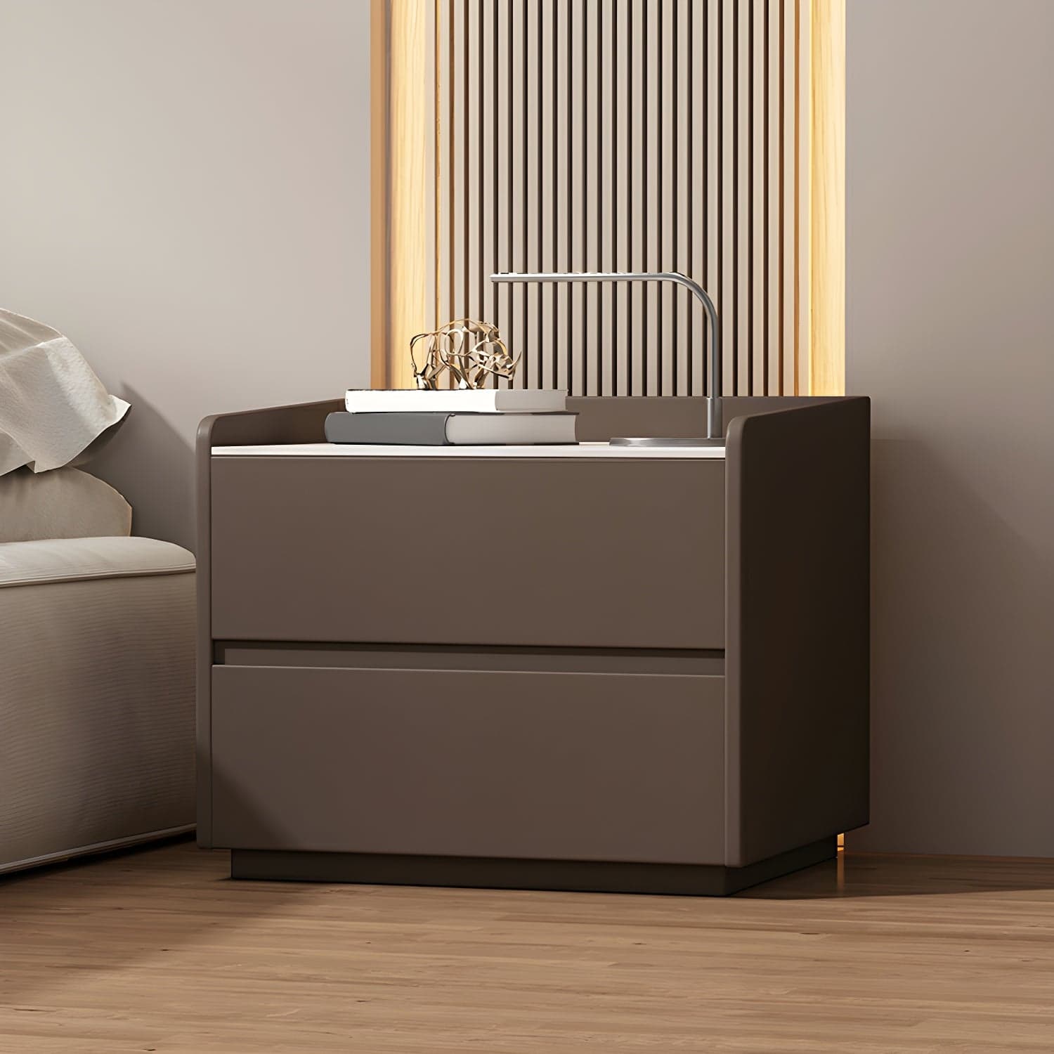 White Slate Countertop Nightstands Increase The Surrounding Height to Prevent Falling thumbnail 4