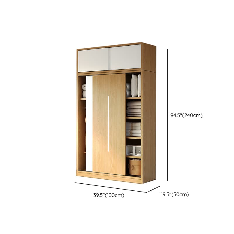 Natural Color Minimalist Cabinet Armoire with Soft Close Drawer, Soft Close Door & Interior Shelves thumbnail 15