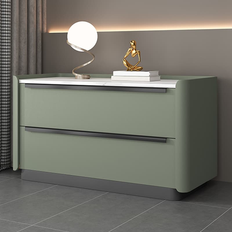 Modern Faux Leather Drawer Storage Nightstand in Stone Finish thumbnail 3