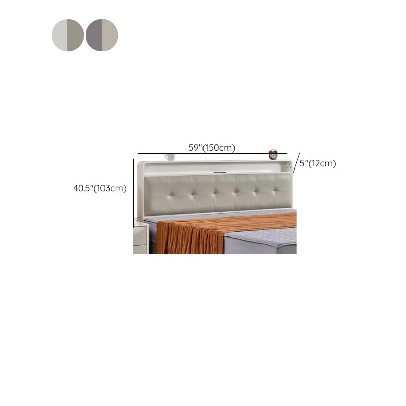 Simplistic Panel Headboard with Shelves, Rectangular Shape for Twin/Full/Twin XL Bed, Featuring Sponge Upholstery, Illumination Light, and Standard Height thumbnail 14
