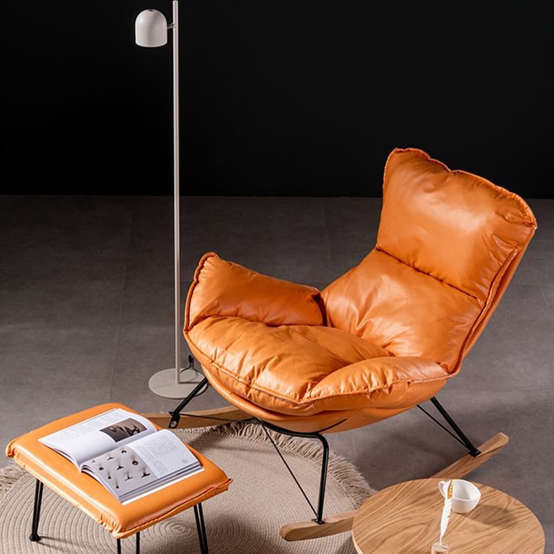 Comfortable Upholstered Rocking Chair with Solid Wood Frame for Modern Home Decor thumbnail 9