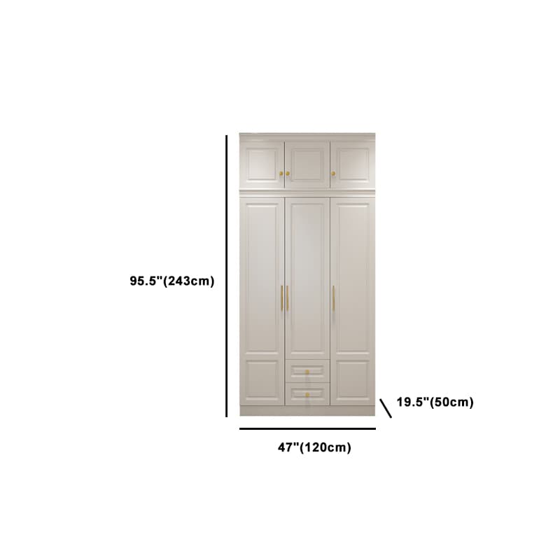 Art Deco Chalk Manufactured Wood Free Standing Interior Shelves Wardrobe with Soft Close Drawer and Hanging Rod thumbnail 18