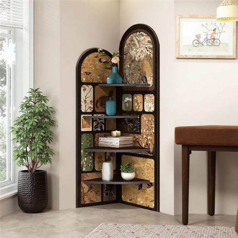 Modern Simple Style Nook Decorative Cabinet with 4 Exterior Shelves, Matte Black Lumber Top thumbnail 7