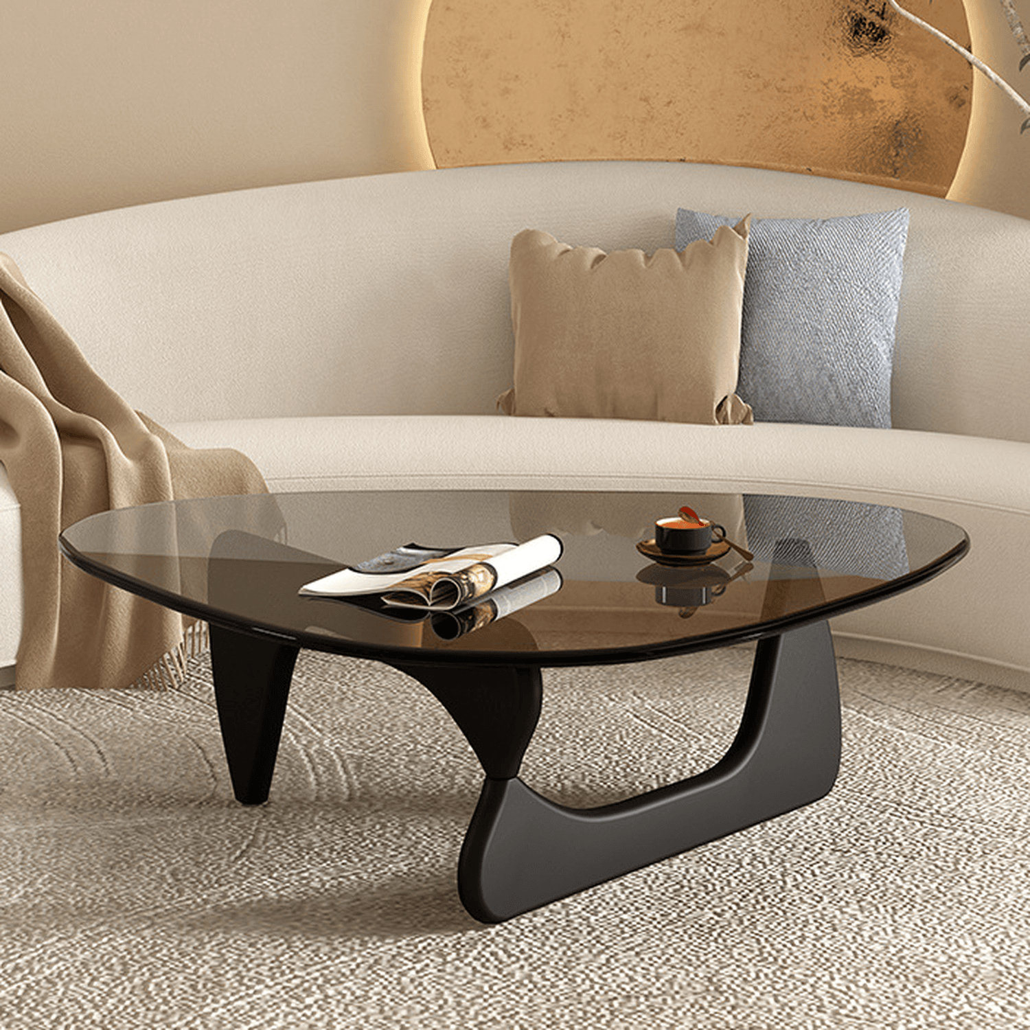 Simplistic Pennels Tempered Glass Single Side Table with Abstract Base Indoor Use thumbnail 15