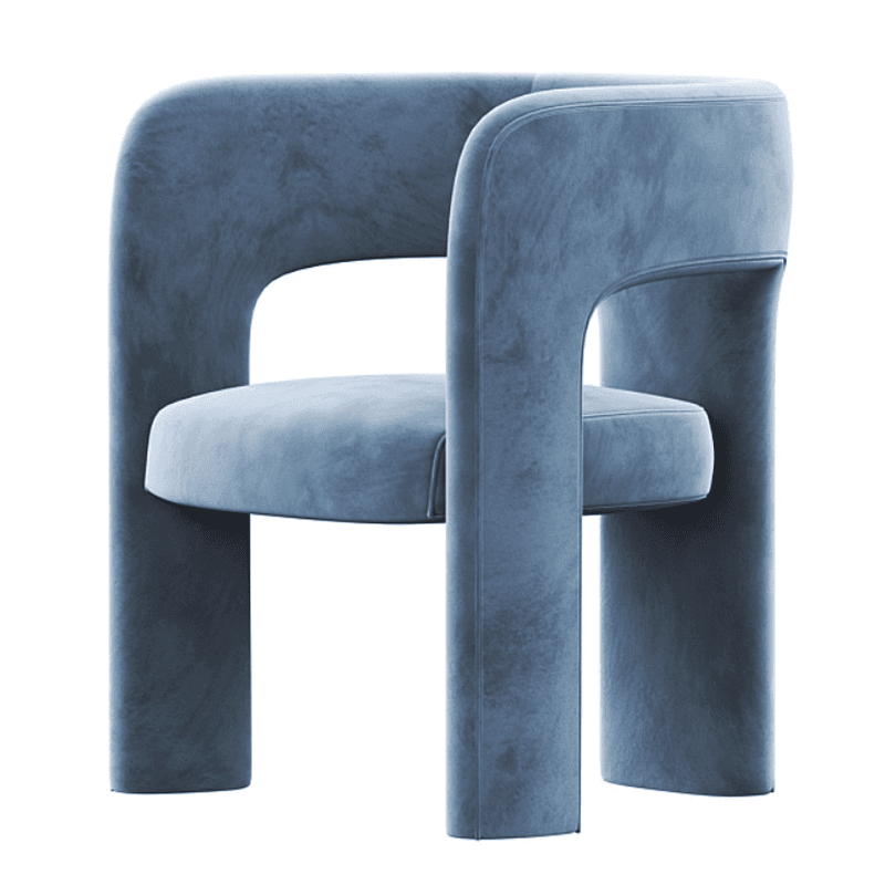 Soft-pile Fabric Upholstered Secure Outlined Arm Chair with Curved Back and Dark Blue/Light Green/Blush Legs in a Nordic Style thumbnail 6
