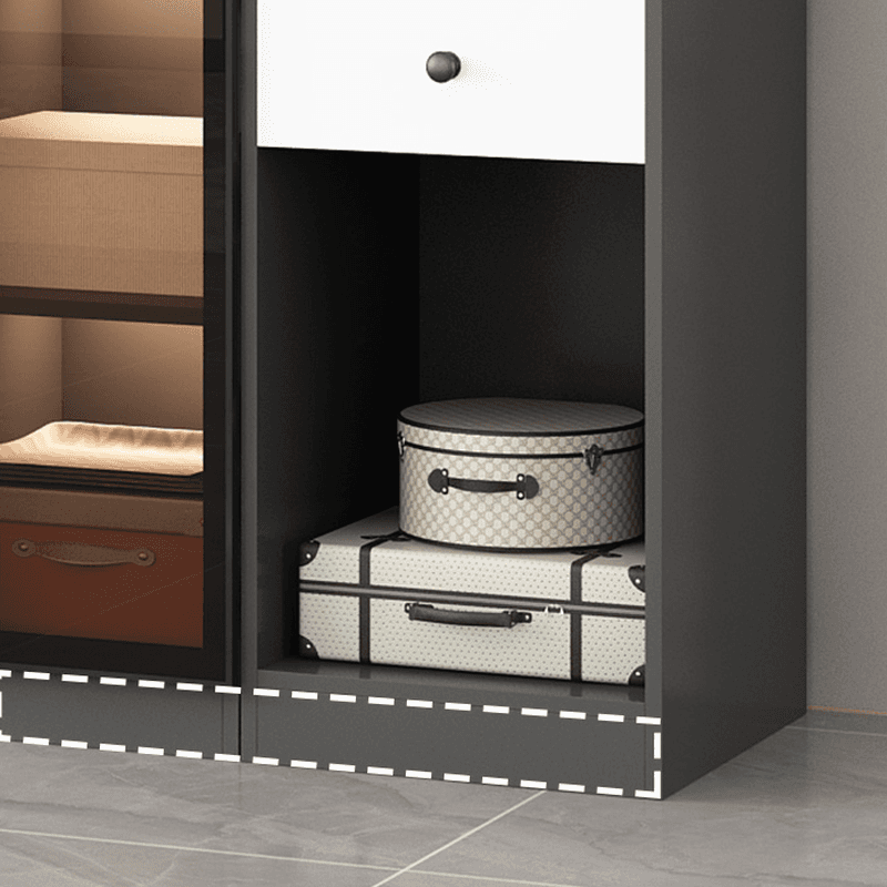 Ink-Colored Manufactured Wood Detached Wardrobe Closet with Soft Close Drawer, Door, Interior Shelves, and Clothing Rod thumbnail 7