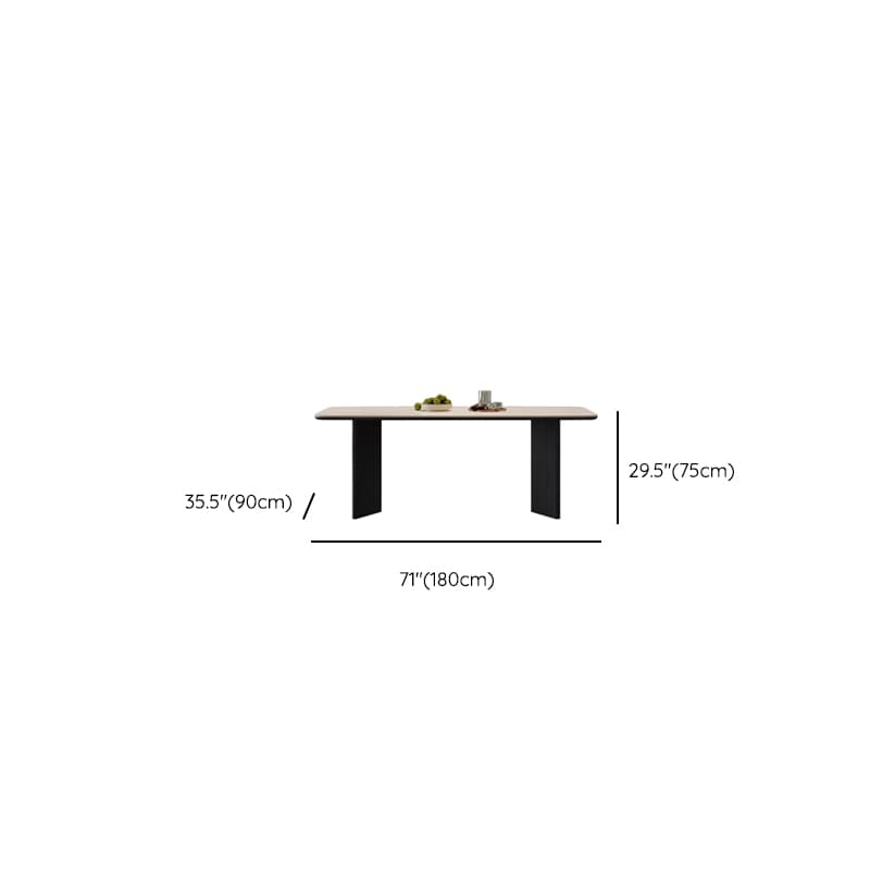 Minimalist Dining Table Set with Two-sided Pedestal, Fixed Table, Padded Chair with Back, and White Table Top thumbnail 14