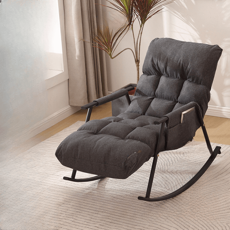 Butter Color/Azure/Olive Green Ergonomic Rocking Chair Couch with Rear Back, Stationary thumbnail 3