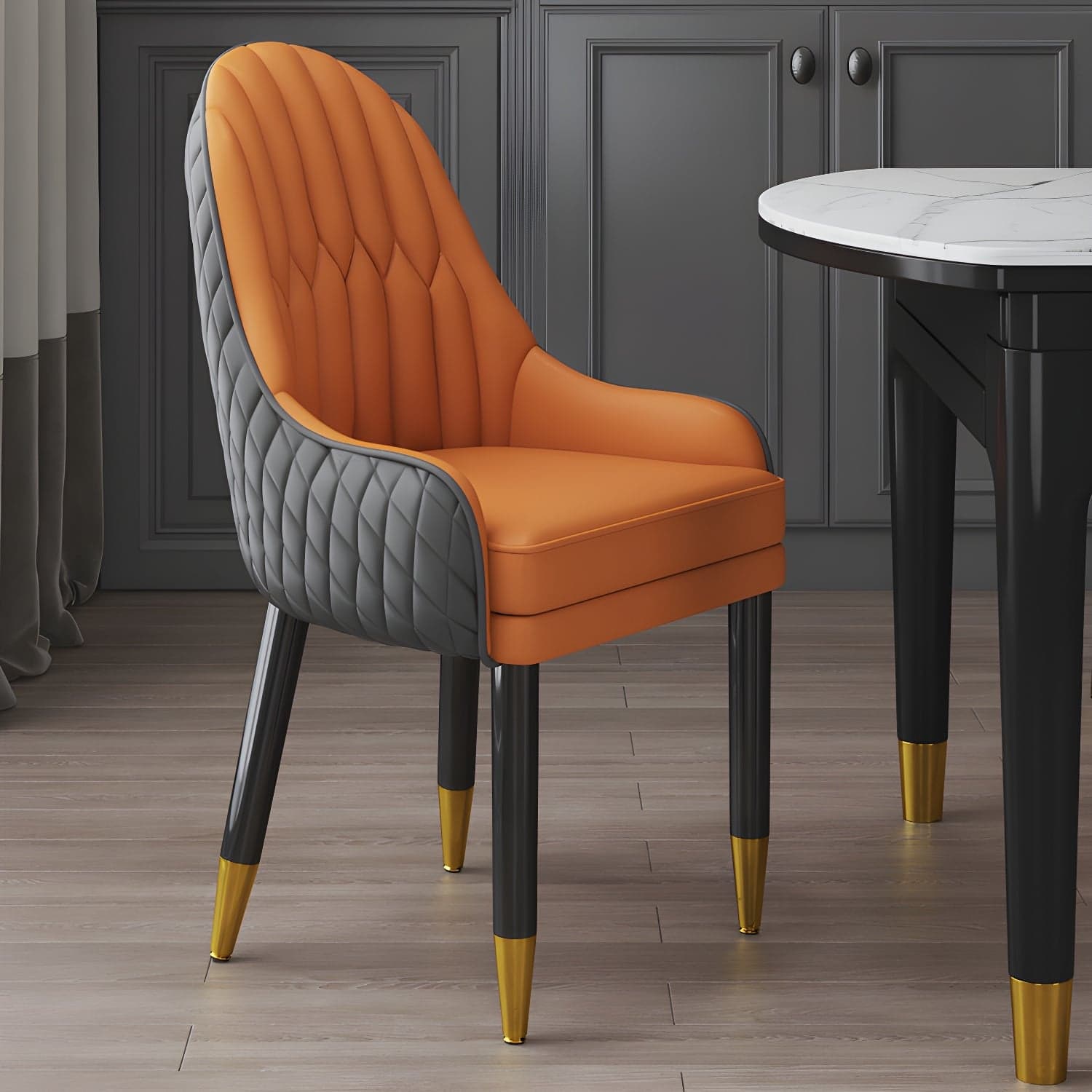 Scandinavian Indoor Arm Chair Upholstered Parsons Back Wood Dining Room Chair thumbnail 11