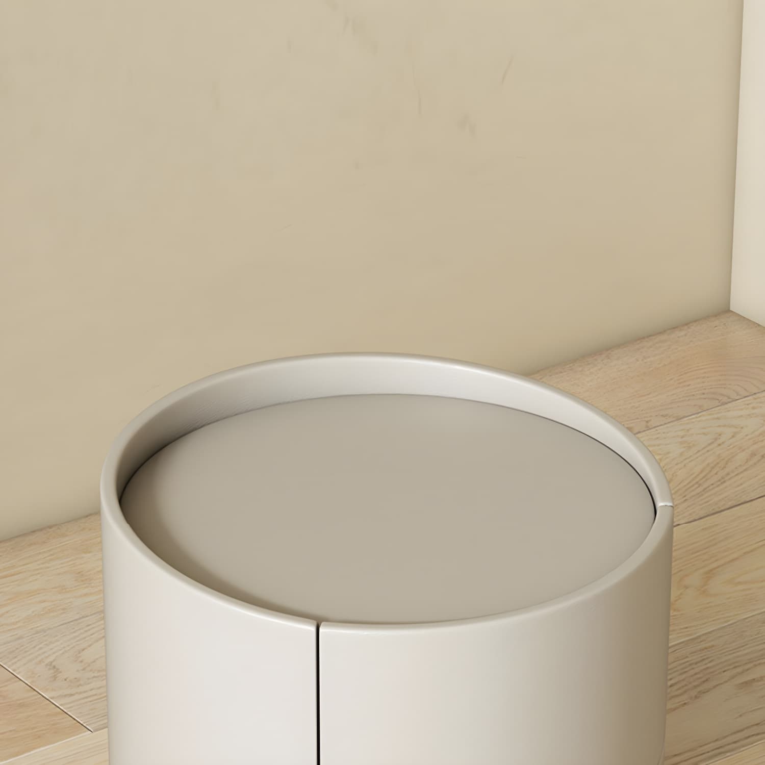 Modern Faux Leather Nightstand with 2 Drawers in Light Wood Tone thumbnail 20