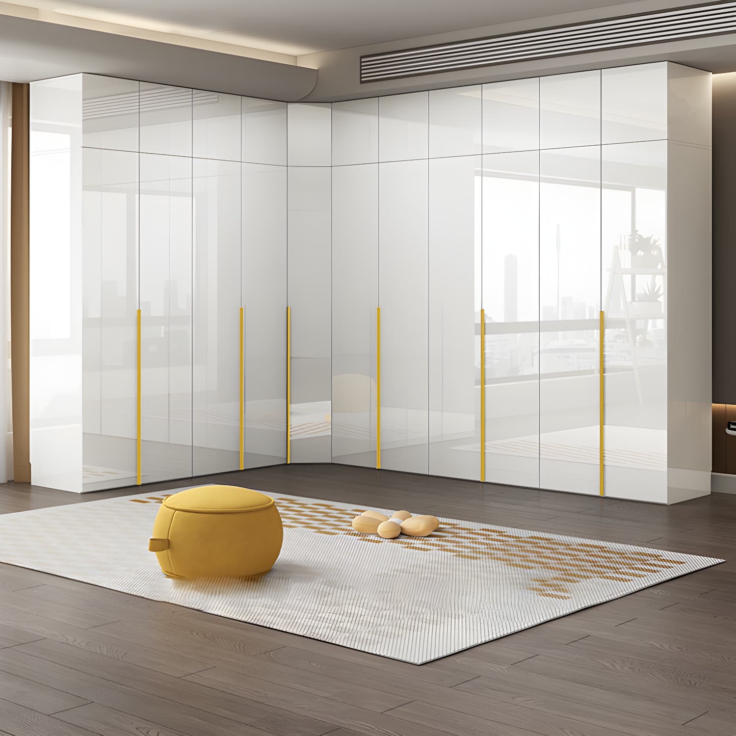 White Modern Style Wardrobe Cabinet Engineered Wood with Garment Rod thumbnail 3