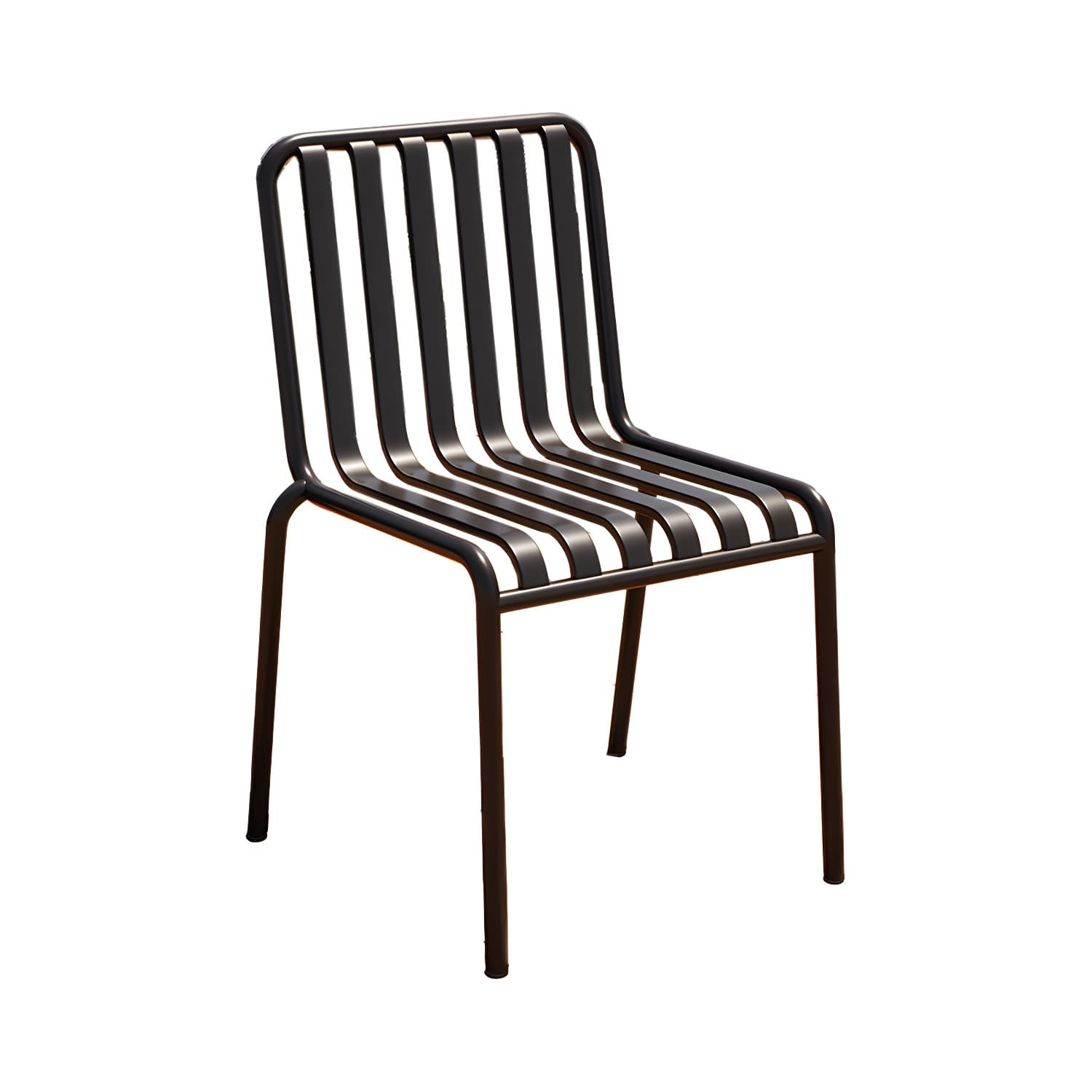 Contemporary Metal Patio Dining Side Chair Slat Back Side Chair thumbnail 1