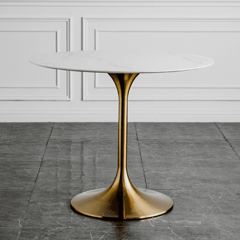 Chalk Circular Stone Art Deco/Glamorous Dining Table for 2, Scratch-immune & Fixed Table thumbnail 3