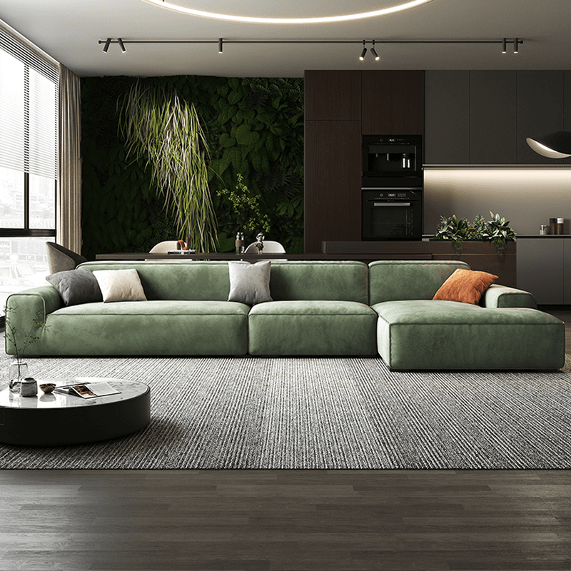 Living Room Use L-Shape/Straight Pine Green Right Hand Facing/Horizontal Sofa Chaise/Sofa with Concealed Support thumbnail 9