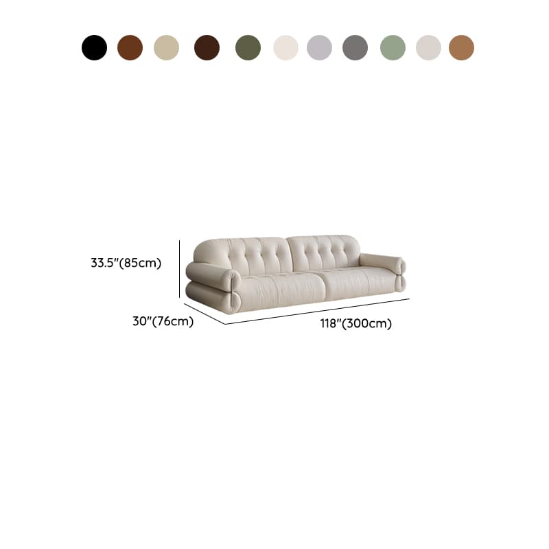 Tear Resistant Standard Sofa with Pu/Flannel Upholstery in White/Sage/Light Brown thumbnail 19