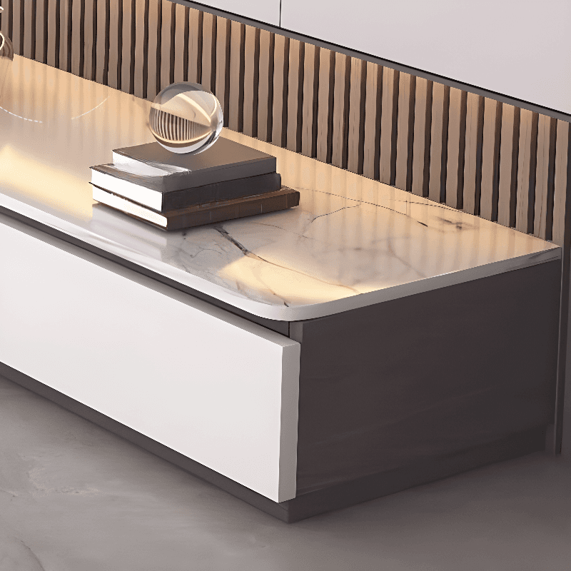 Chalk Modern Stone TV Stand with 5-Drawer/4-Drawer and Cable Management thumbnail 5