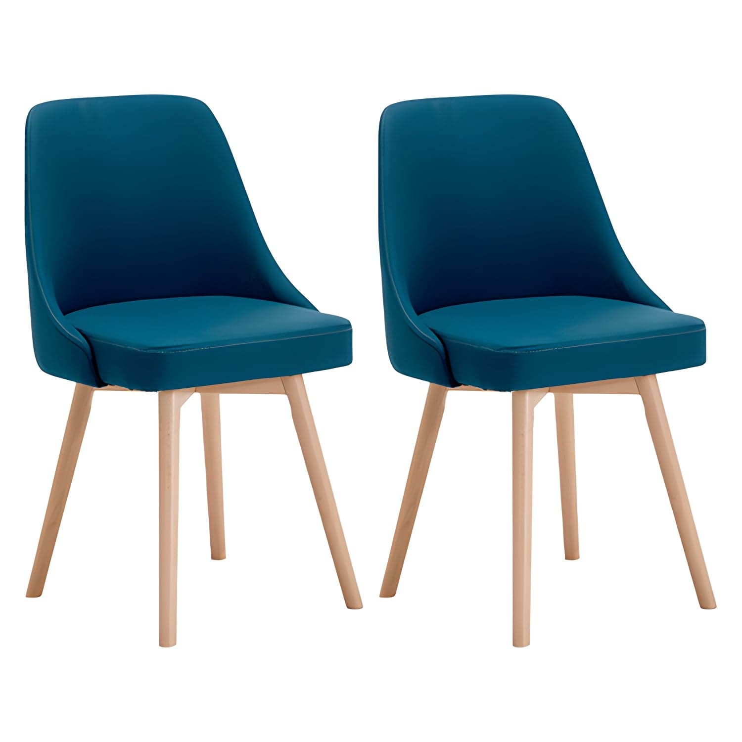 Upholstered Armless Dining Chairs Scandinavian Side Dining Chairs with Wood Legs thumbnail 1