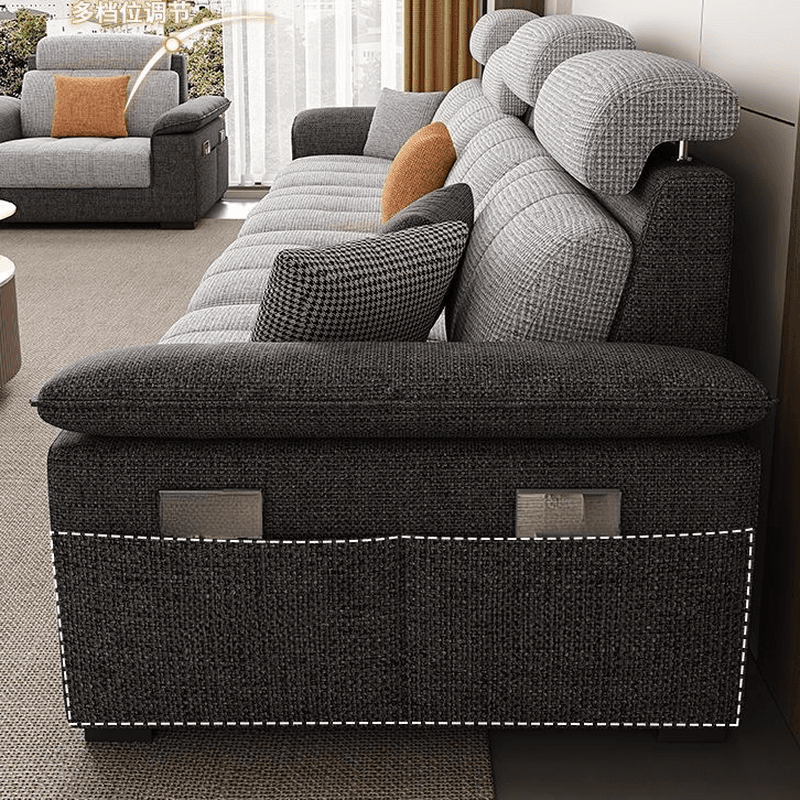Straight Scratch-repellent Sofa with Side Pocket and Horizontal Flared Arm, Includes 1 Ottoman thumbnail 7